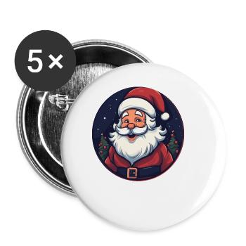 Funny Santa Claus for Christmas - Buttons large 2.2''/56 mm (5-pack) - white - Front