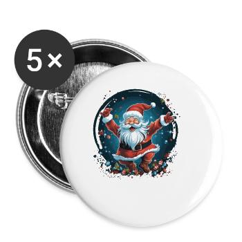 Funny Santa Claus for Christmas - Buttons large 2.2''/56 mm (5-pack) - white - Front