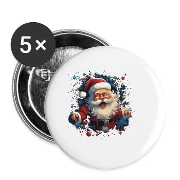 Funny Santa Claus for Christmas - Buttons large 2.2''/56 mm (5-pack) - white - Front