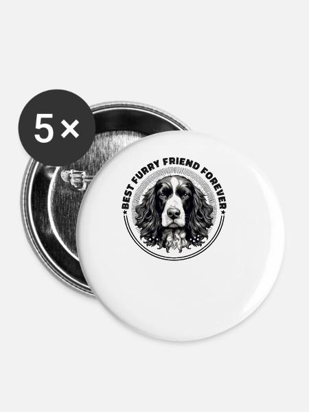 Hunderasse Englisch Springer-Spaniel - Buttons groß 56 mm (5er Pack) - Weiß