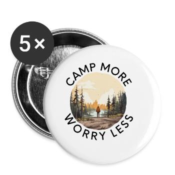 Camp More Worry Less - Buttons large 2.2''/56 mm (5-pack) - white - Front