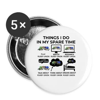 Things I Do in my Spare Time - Rugby Union - Buttons large 2.2''/56 mm (5-pack) - white - Front