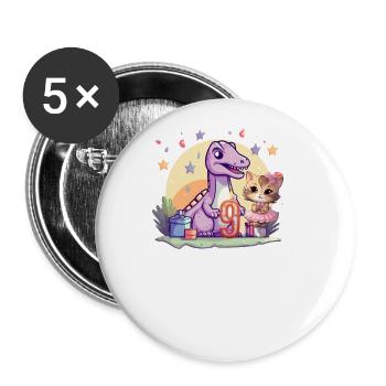 Girl Ballet Dinosaur Cat 9 Years Old 9 - Buttons large 2.2''/56 mm (5-pack) - white - Front