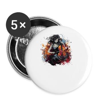 Cello player, cellist-musician - Buttons large 2.2''/56 mm (5-pack) - white - Front