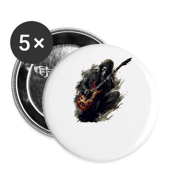 Gitarristen Musiker E-Gitarren Akustik-Gitarre - Buttons groß 56 mm (5er Pack) - Weiß - Vorne
