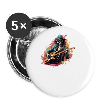 Gitarristen Akustik-Gitarre Country-Musik - Buttons groß 56 mm (5er Pack) - Weiß - Vorne