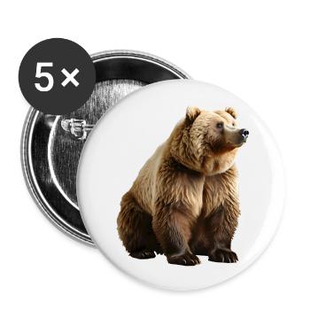 Les ours bruns sont omnivores - Lot de 5 grands badges (56 mm) - blanc - Devant