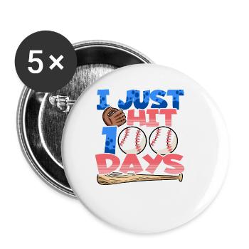 100. Tag Des Schulbaseballkostüms 100 Tage - Buttons groß 56 mm (5er Pack) - Weiß - Vorne