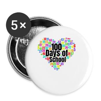 100th Day of the School Heart Costume 100 School Days - Buttons large 2.2''/56 mm (5-pack) - white - Front