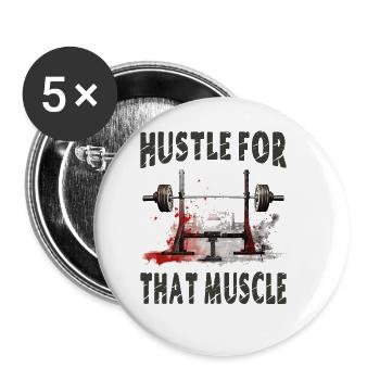 Se démener pour ce muscle - Lot de 5 grands badges (56 mm) - blanc - Devant