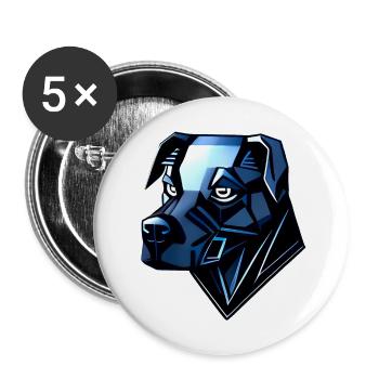 Chien Doberman - Polygones Bleus - Lot de 5 grands badges (56 mm) - blanc - Devant