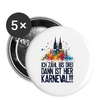 Cologne Kölle Carnaval Gebützt Kölle Alaaf Jeck Party - Lot de 5 grands badges (56 mm) - blanc - Devant