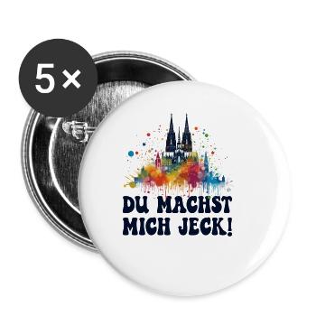 Cologne Kölle Carnaval Gebützt Kölle Alaaf Jeck Party - Lot de 5 grands badges (56 mm) - blanc - Devant