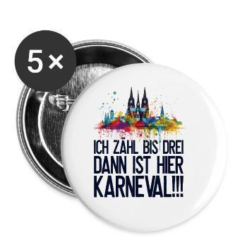 Köln Kölle Karneval Gebützt Kölle Alaaf Jeck Party - Buttons groß 56 mm (5er Pack) - Weiß - Vorne