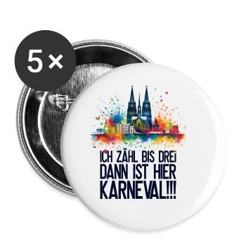 Köln Kölle Karneval Gebützt Kölle Alaaf Jeck Party - Buttons groß 56 mm (5er Pack) - Weiß - Vorne