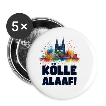Köln Kölle Karneval Gebützt Kölle Alaaf Jeck Party - Buttons groß 56 mm (5er Pack) - Weiß - Vorne