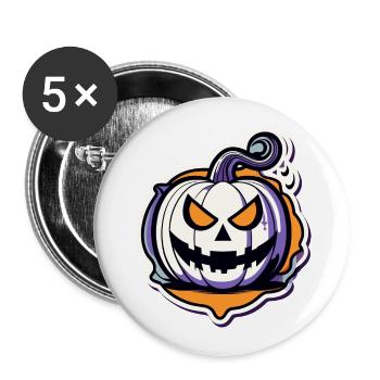 Dessin d’Halloween citrouille - Lot de 5 grands badges (56 mm) - blanc - Devant