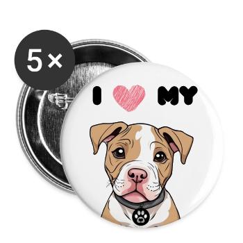 Little Pitbull - Bully Puppy - Cute Dog - Love - Buttons large 2.2''/56 mm (5-pack) - white - Front