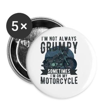 Ich bin nicht immer mürrisch, manchmal bin ich auf der Kippe - Buttons groß 56 mm (5er Pack) - Weiß - Vorne