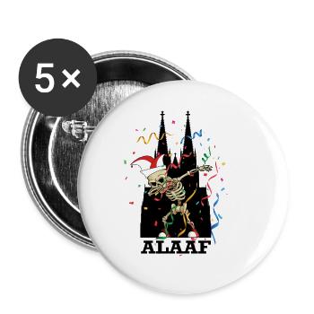 Karneval Kölle Alaaf Dabbing Skelett Fun - Buttons groß 56 mm (5er Pack) - Weiß - Vorne