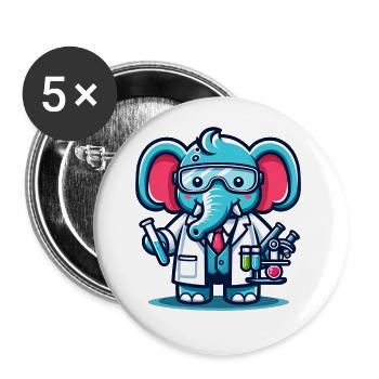 Cute Elephant Scientist - Buttons groß 56 mm (5er Pack) - Weiß - Vorne