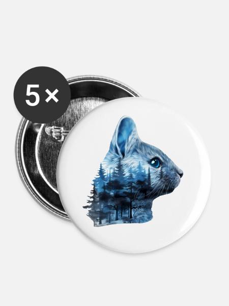 Chinchilla - Buttons groß 56 mm (5er Pack) - Weiß