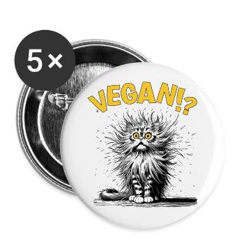 Chat végétalien, Bande dessinée - Lot de 5 grands badges (56 mm) - blanc - Devant