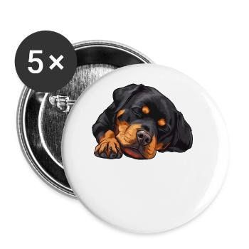 Chemise de sommeil officielle Rottweiler - Lot de 5 grands badges (56 mm) - blanc - Devant