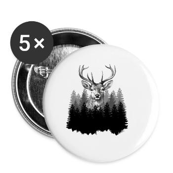 Hunter, Mountaineer, Hiker, Deer - Buttons large 2.2''/56 mm (5-pack) - white - Front