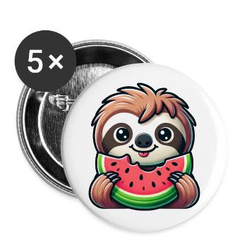 Paresseux, Fruits D’été, Melon - Lot de 5 grands badges (56 mm) - blanc - Devant
