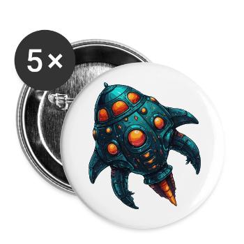 Colorful imaginative whimsical spaceship - Buttons large 2.2''/56 mm (5-pack) - white - Front