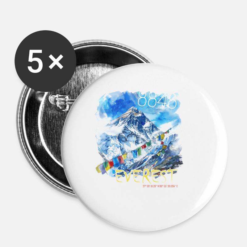 Mount Everest - Buttons large 2.2''/56 mm (5-pack) - white