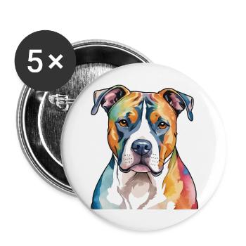 American Staffordshire Terrier Watercolors - Buttons large 2.2''/56 mm (5-pack) - white - Front
