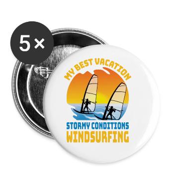Mes meilleures vacances planche à voile orageuse - Lot de 5 grands badges (56 mm) - blanc - Devant