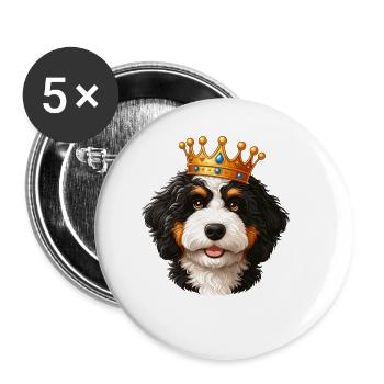 Bernedoodle Dog Crown - Buttons large 2.2''/56 mm (5-pack) - white - Front