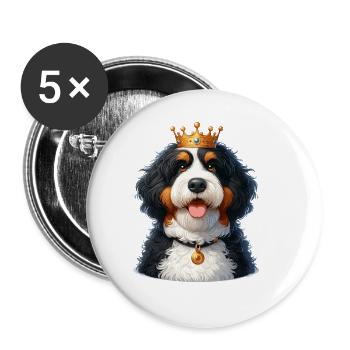 Bernedoodle Dog Crown - Buttons large 2.2''/56 mm (5-pack) - white - Front