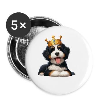 Bernedoodle Dog - Buttons large 2.2''/56 mm (5-pack) - white - Front