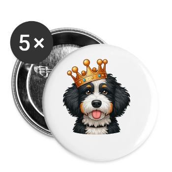 Bernedoodle Dog Crown - Buttons large 2.2''/56 mm (5-pack) - white - Front