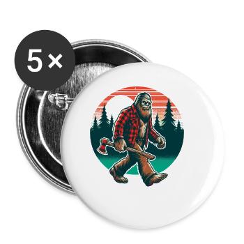 Lumberjack Forester Bigfoot - Buttons large 2.2''/56 mm (5-pack) - white - Front