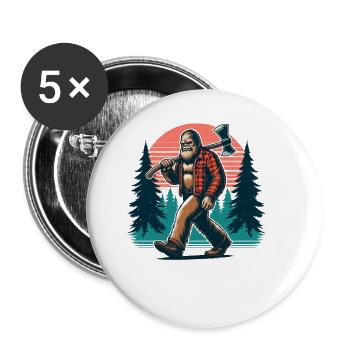 Lumberjack Forester Bigfoot - Buttons large 2.2''/56 mm (5-pack) - white - Front