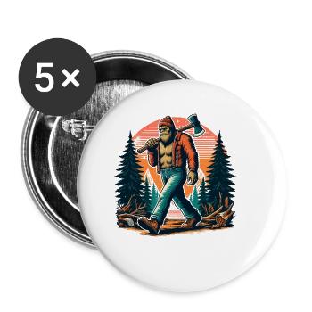 Lumberjack Forester Bigfoot - Buttons large 2.2''/56 mm (5-pack) - white - Front