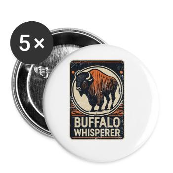 Buffalo Whisperer - Buttons large 2.2''/56 mm (5-pack) - white - Front
