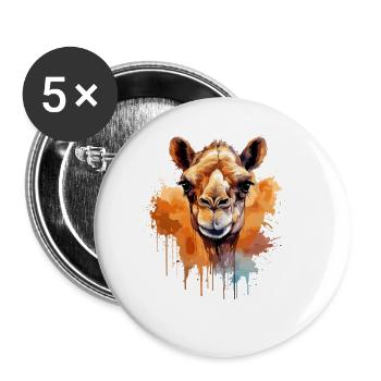 Tête de chameau - Lot de 5 grands badges (56 mm) - blanc - Devant