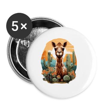 Chameau - Lot de 5 grands badges (56 mm) - blanc - Devant