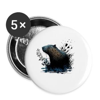 Wasserschwein - Buttons groß 56 mm (5er Pack) - Weiß - Vorne