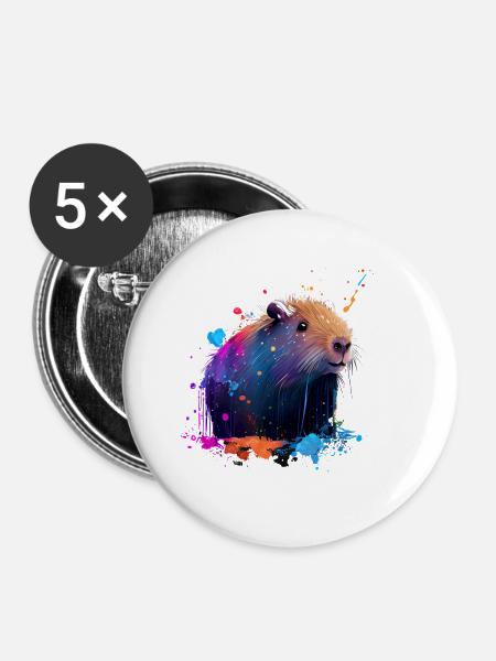 Wasserschwein - Buttons groß 56 mm (5er Pack) - Weiß