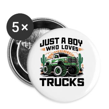 Just a boy who loves Trucks Cars - Buttons large 2.2''/56 mm (5-pack) - white - Front