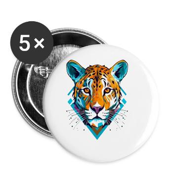 Guépard Gepard - Lot de 5 grands badges (56 mm) - blanc - Devant
