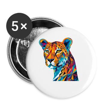 Gepard Cheetah - Buttons groß 56 mm (5er Pack) - Weiß - Vorne