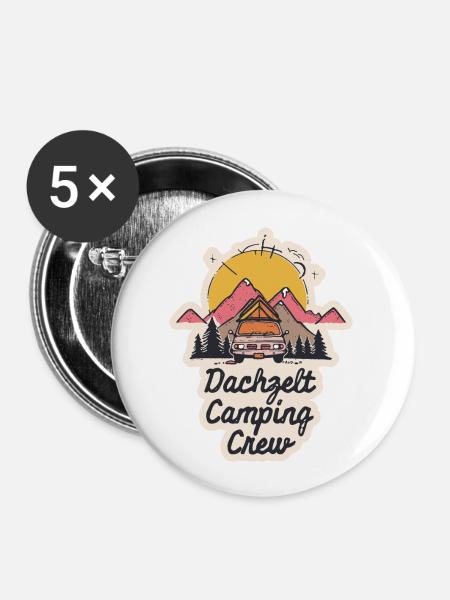 Dachzelt Camping Crew - Buttons groß 56 mm (5er Pack) - Weiß